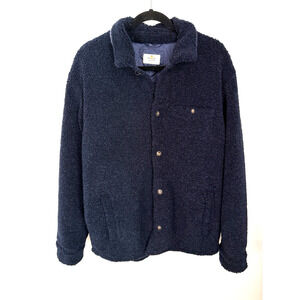 Marine Layer Sherpa Fleece Overshirt Jacket Blue Size L 14783 New